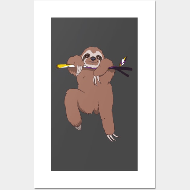 Non-binary Pride Sloth Wall Art by saltuurn